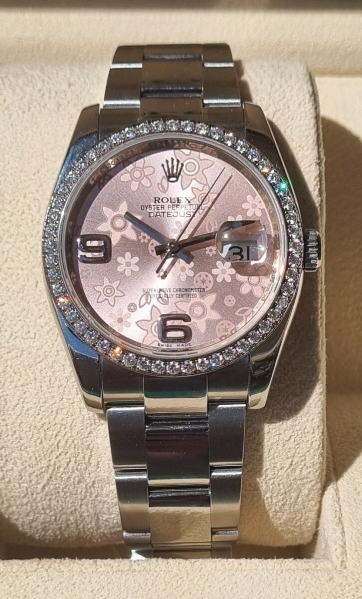 Rolex Datejust 36mm Factory Rolex Diamonds Bezel Floral Pink Dial | Gothelf A. Watches — 8
