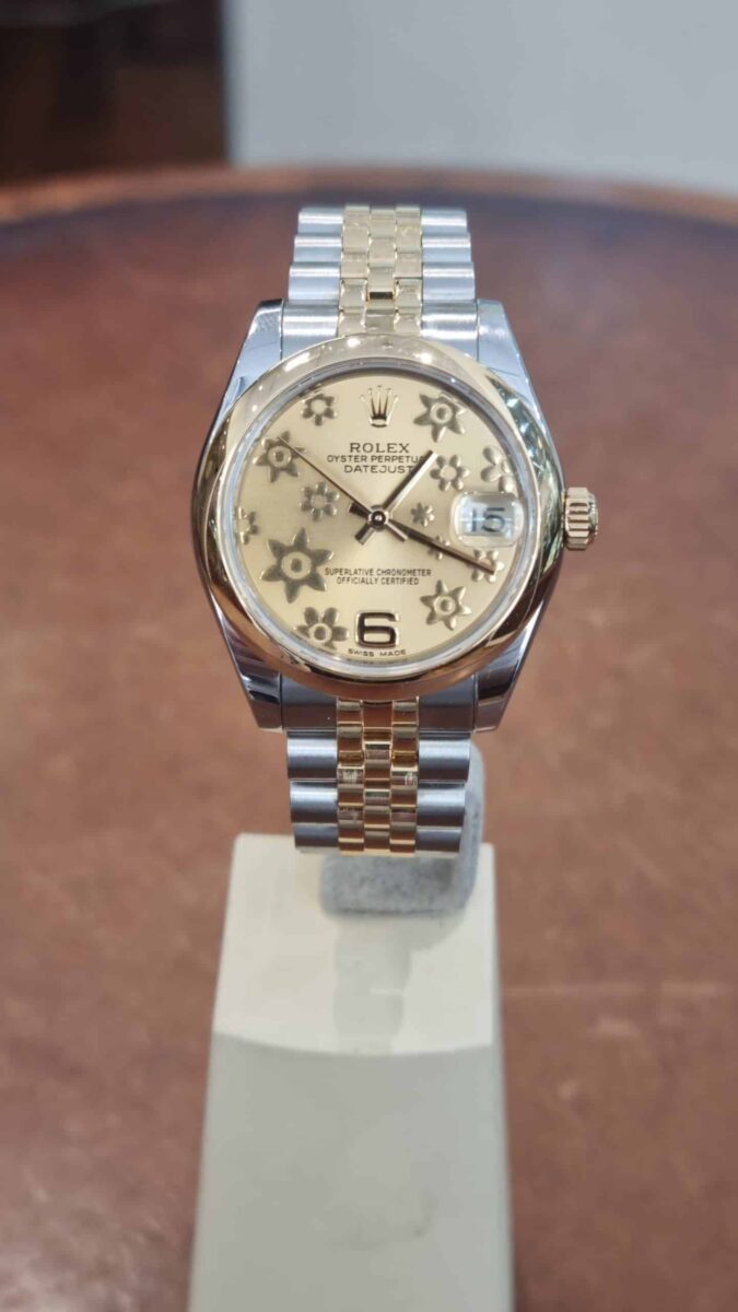 Rolex Datejust 31mm Steel and Yellow Gold Floral Dial Jubilee Bracelet | Gothelf A. Watches — 2