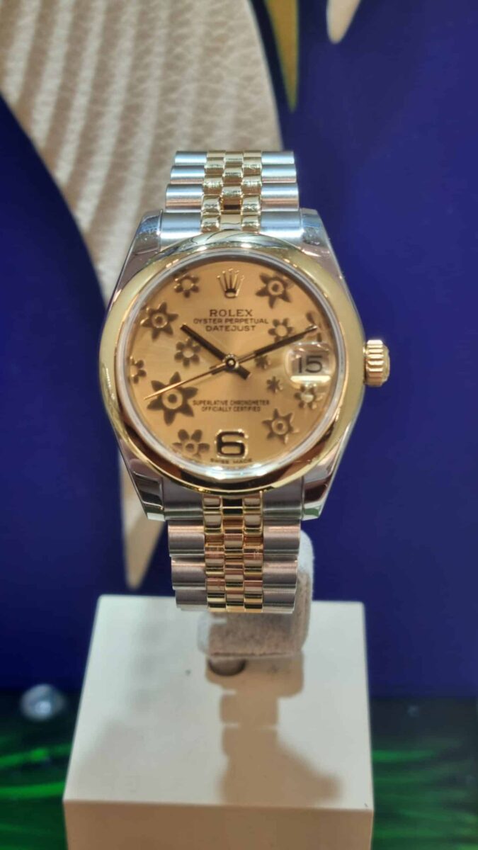 Rolex Datejust 31mm Steel and Yellow Gold Floral Dial Jubilee Bracelet | Gothelf A. Watches — 5