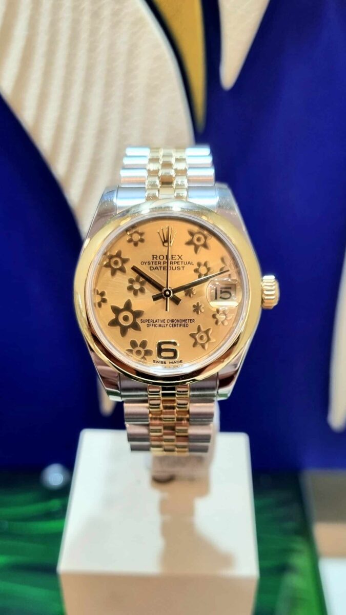 Rolex Datejust 31mm Steel and Yellow Gold Floral Dial Jubilee Bracelet | Gothelf A. Watches