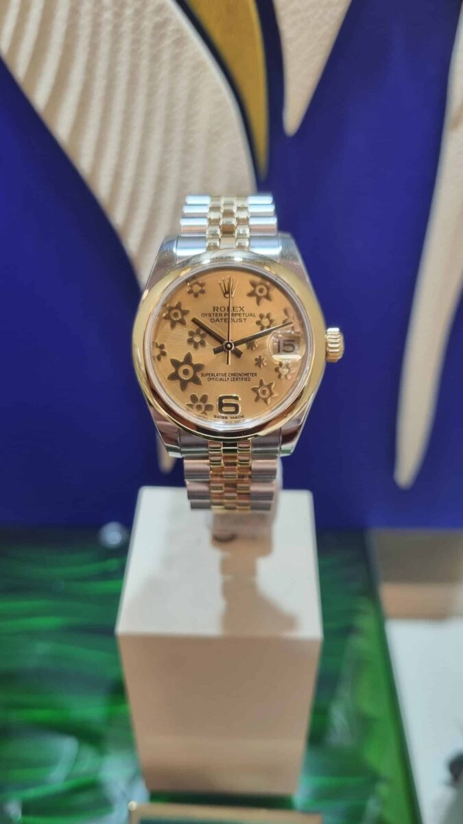 Rolex Datejust 31mm Steel and Yellow Gold Floral Dial Jubilee Bracelet | Gothelf A. Watches — 3