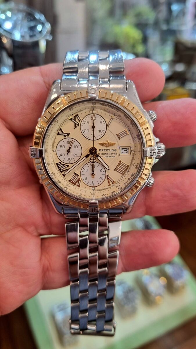 Breitling Crosswind Chronograph Steel & Gold Creme Dial | Gothelf A. Watches — 6