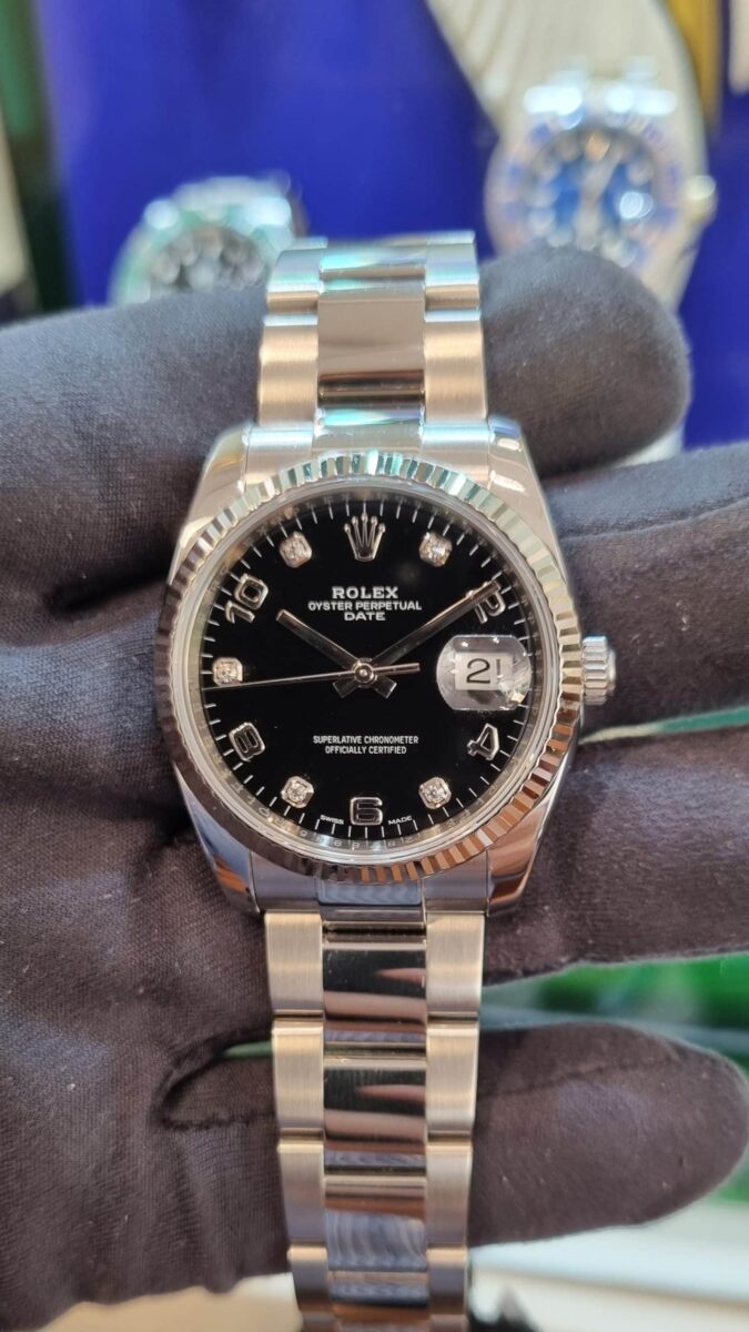 Rolex Date 34mm Black Diamonds Dial Ref.115234 | Gothelf A. Watches