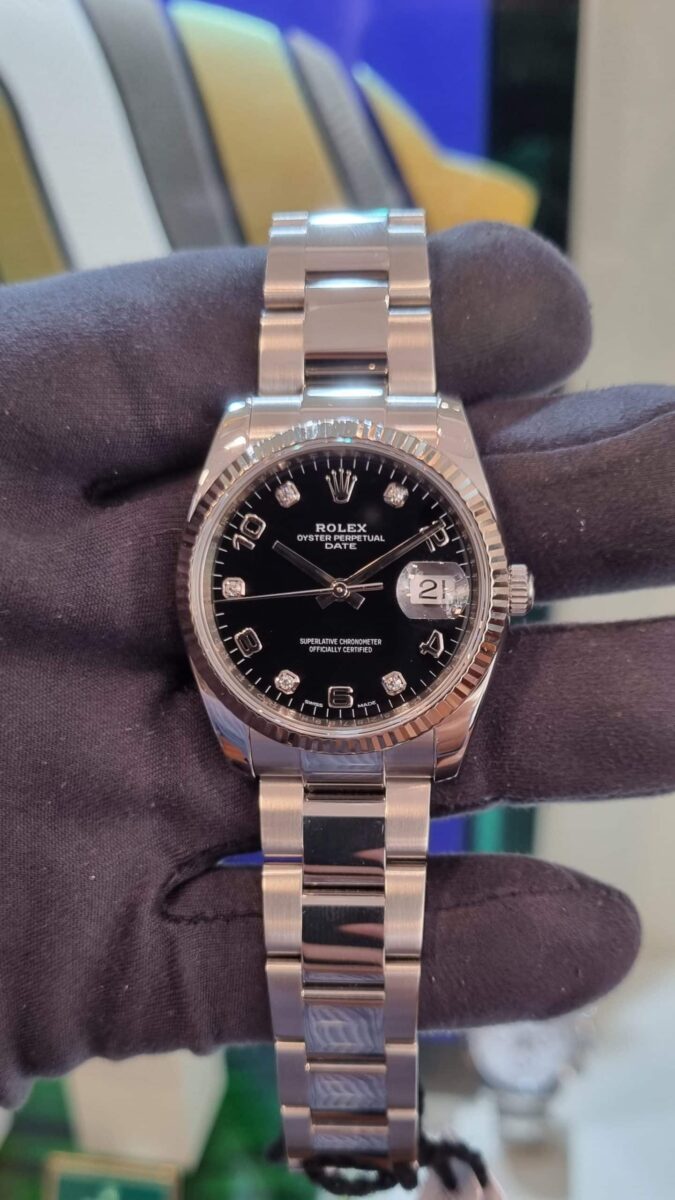 Rolex Date 34mm Black Diamonds Dial Ref.115234 | Gothelf A. Watches — 4