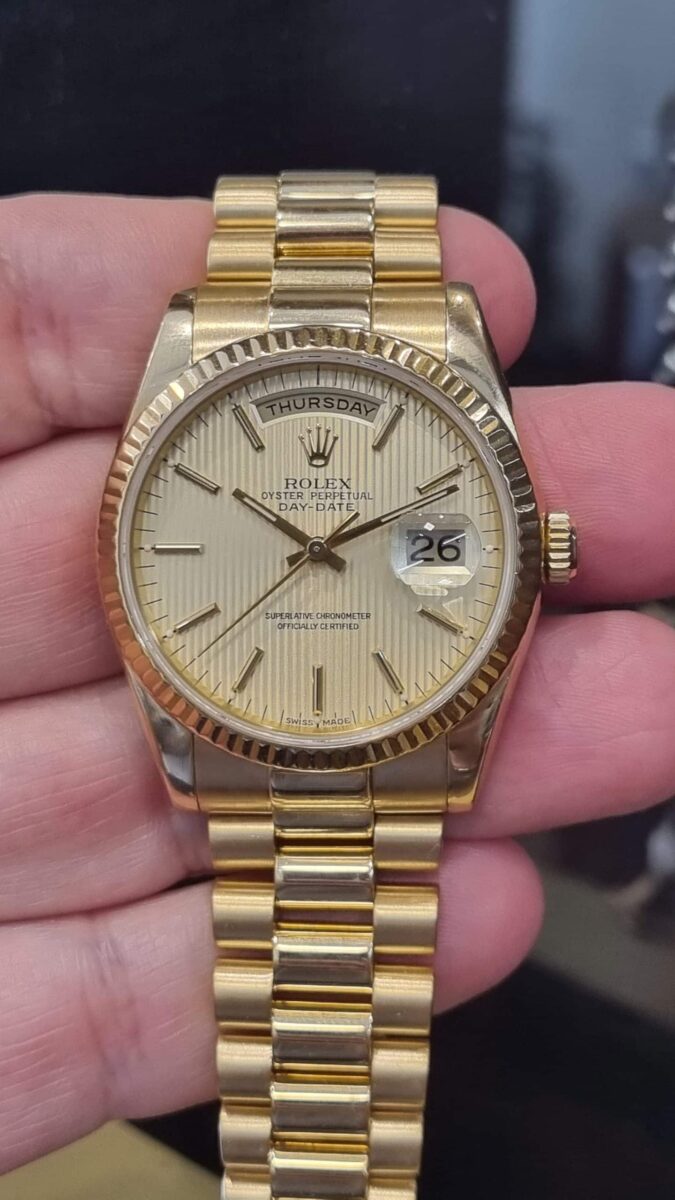 Rolex Day-Date President 36mm Yellow Gold Tapestry dial | Gothelf A. Watches — 8