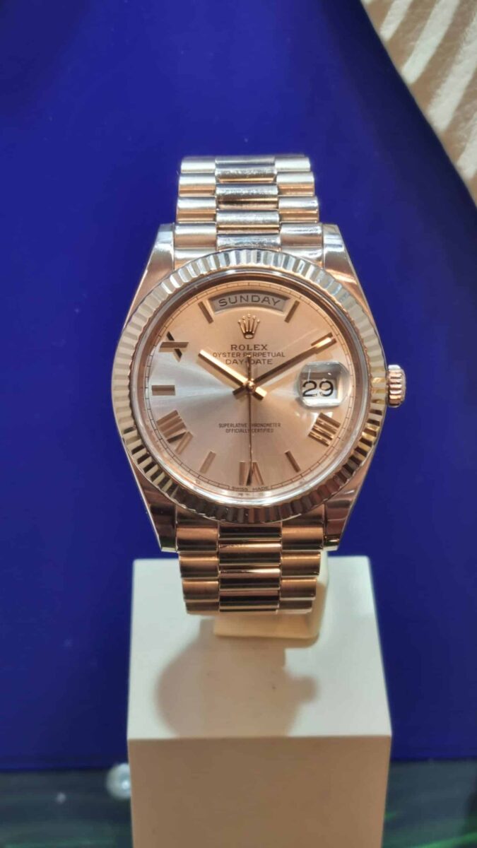 Rolex Day-Date President 40mm Rose Gold Sundust Dial | Gothelf A. Watches — 4