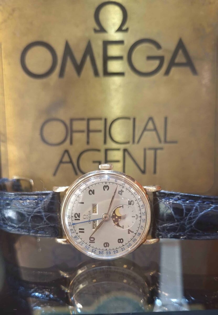 Omega Cosmic Moonphase 2473 Solid 14K Gold Watch Circa 1947 | Gothelf A. Watches — 6