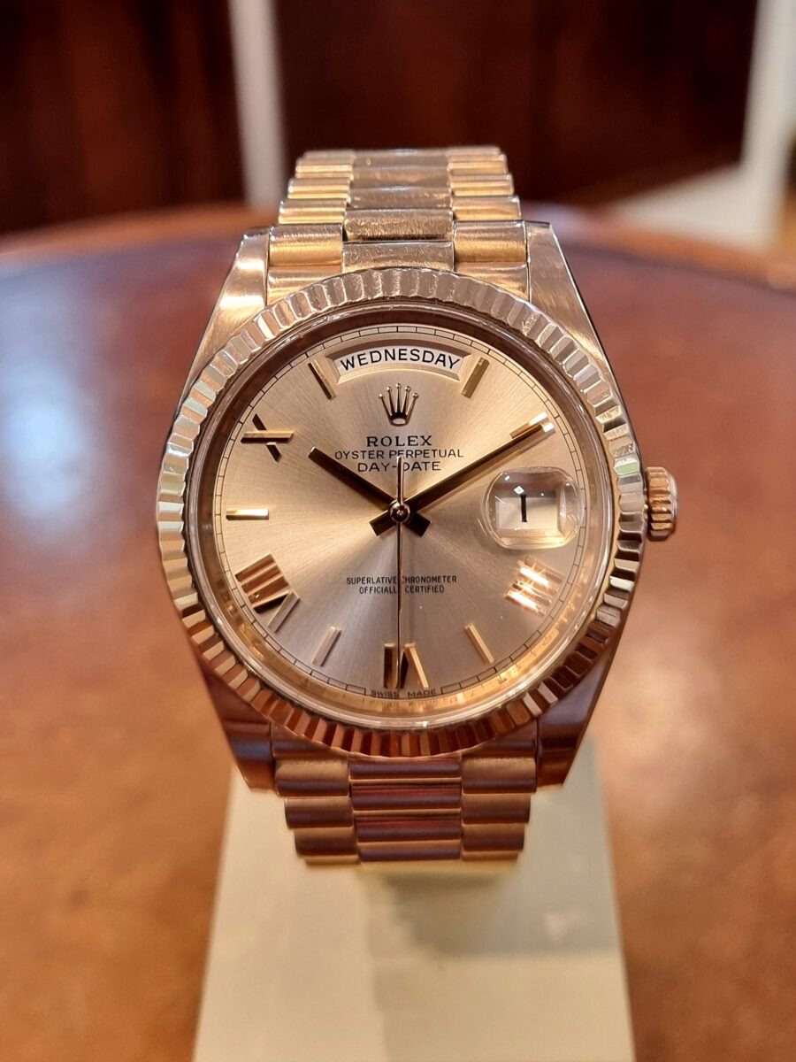 Rolex Day-Date President 40mm Rose Gold Sundust Dial | Gothelf A. Watches