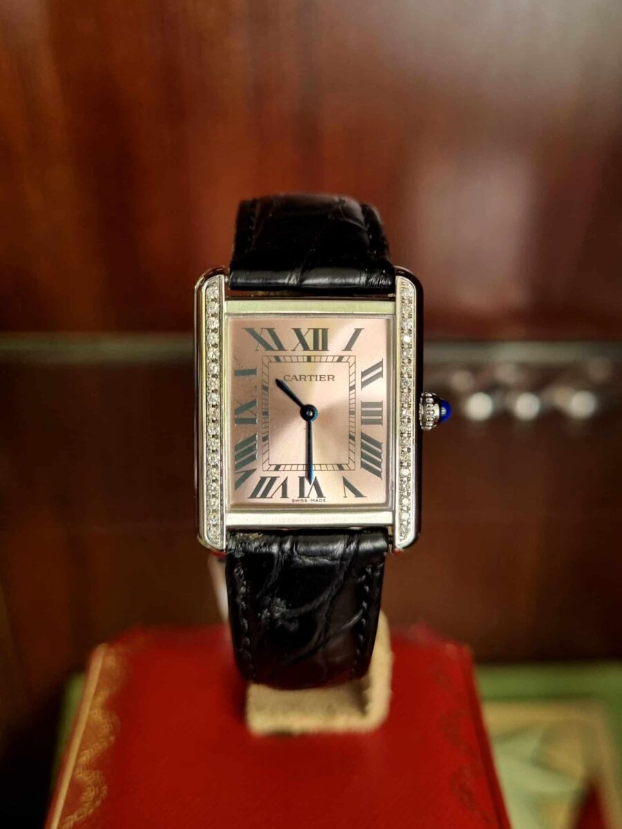 Cartier Tank SOLO Small Ladies Pink Dial Diamonds Ref.3170 | Gothelf A. Watches