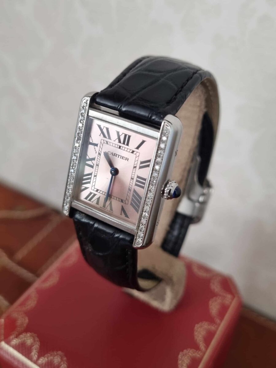 Cartier Tank SOLO Small Ladies Pink Dial Diamonds Ref.3170 | Gothelf A. Watches — 4