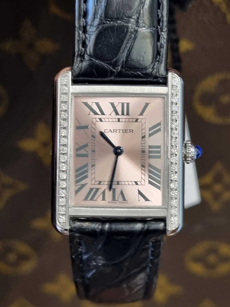 Cartier Tank SOLO Small Ladies Pink Dial Diamonds Ref.3170 | Gothelf A. Watches — 3