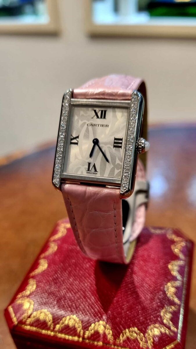 Tank Solo Ladies Diamonds Small Silver Dial Pink Leather Strap ref.2716 | Gothelf A. Watches — 5