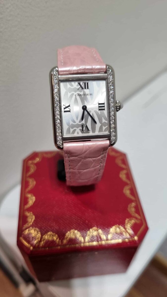 Tank Solo Ladies Diamonds Small Silver Dial Pink Leather Strap ref.2716 | Gothelf A. Watches — 6