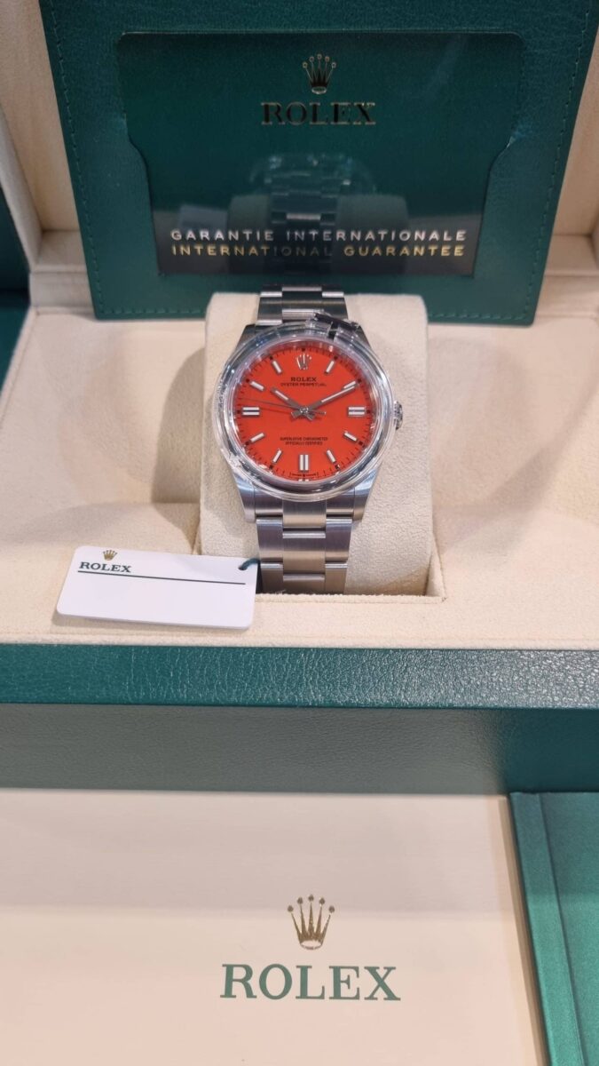Rolex Oyster Perpetual Red Coral Dial 36mm New Unworn!! ref.126000 | Gothelf A. Watches — 7