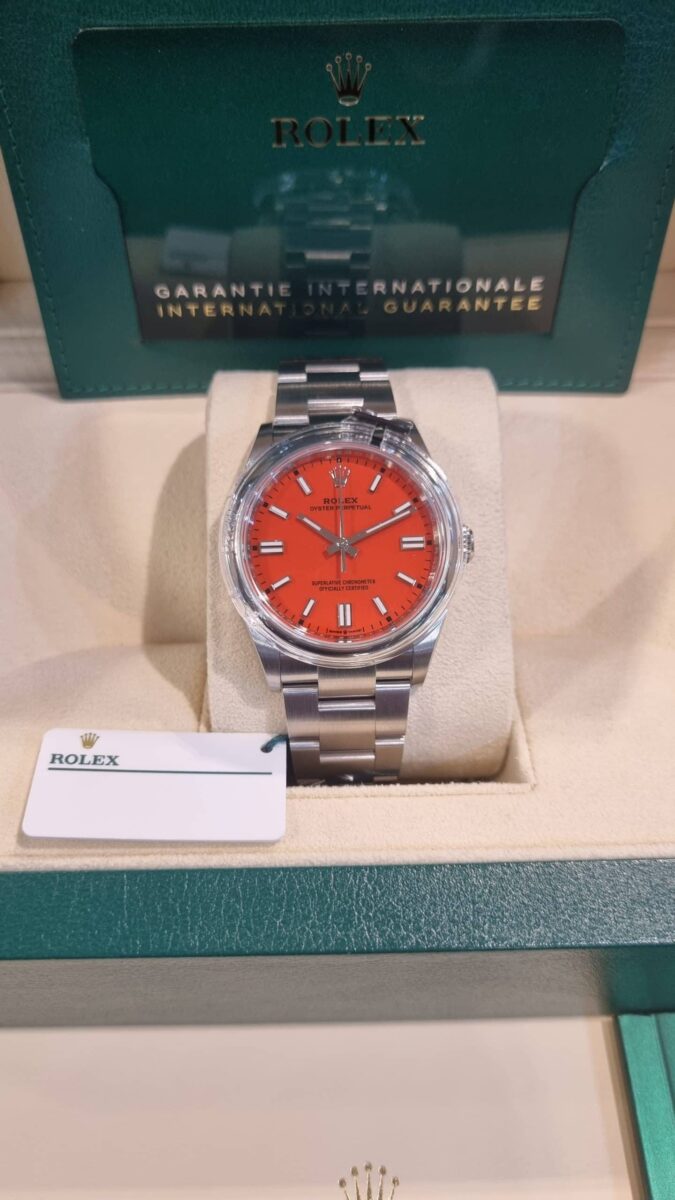 Rolex Oyster Perpetual Red Coral Dial 36mm New Unworn!! ref.126000 | Gothelf A. Watches — 6