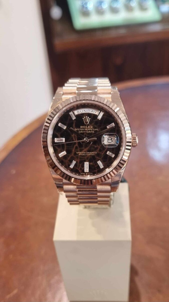 Rolex Day-Date 40mm Everosegold “Eisenkiesel” Diamonds dial Ref.228235 | Gothelf A. Watches — 2