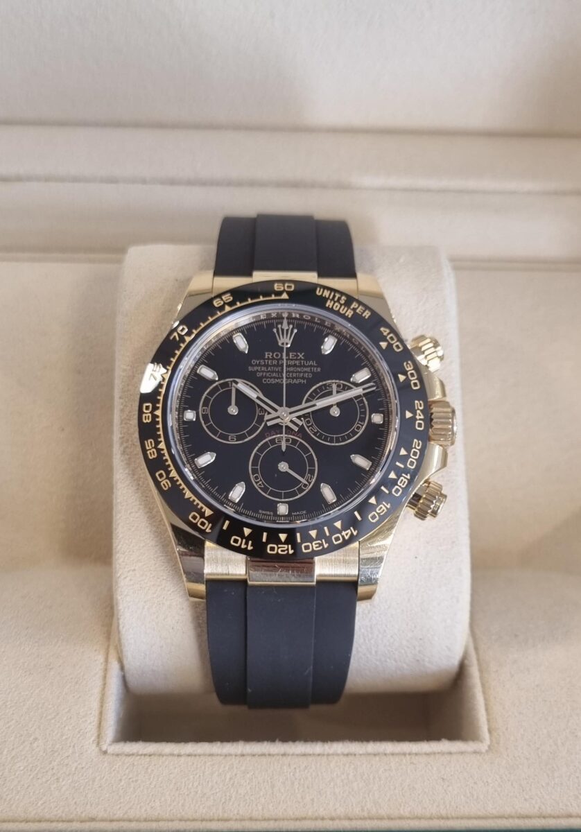 Rolex Daytona Cosmograp 18k Yellow Gold Oysterflex rubber strap ref.116518 | Gothelf A. Watches