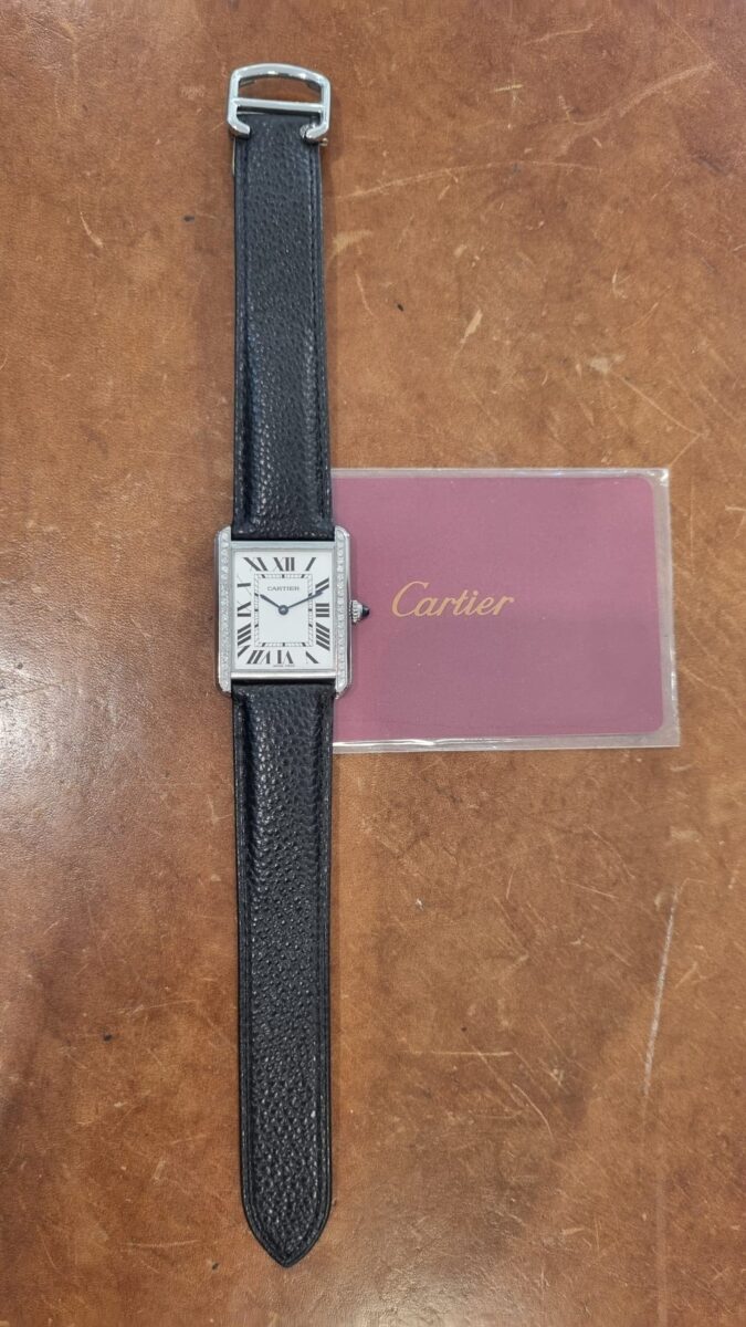 Cartier Tank Solo Large Steel aftermarket diamonds bezel ref.w1018355 pre-owned-2015 | Gothelf A. Watches — 6