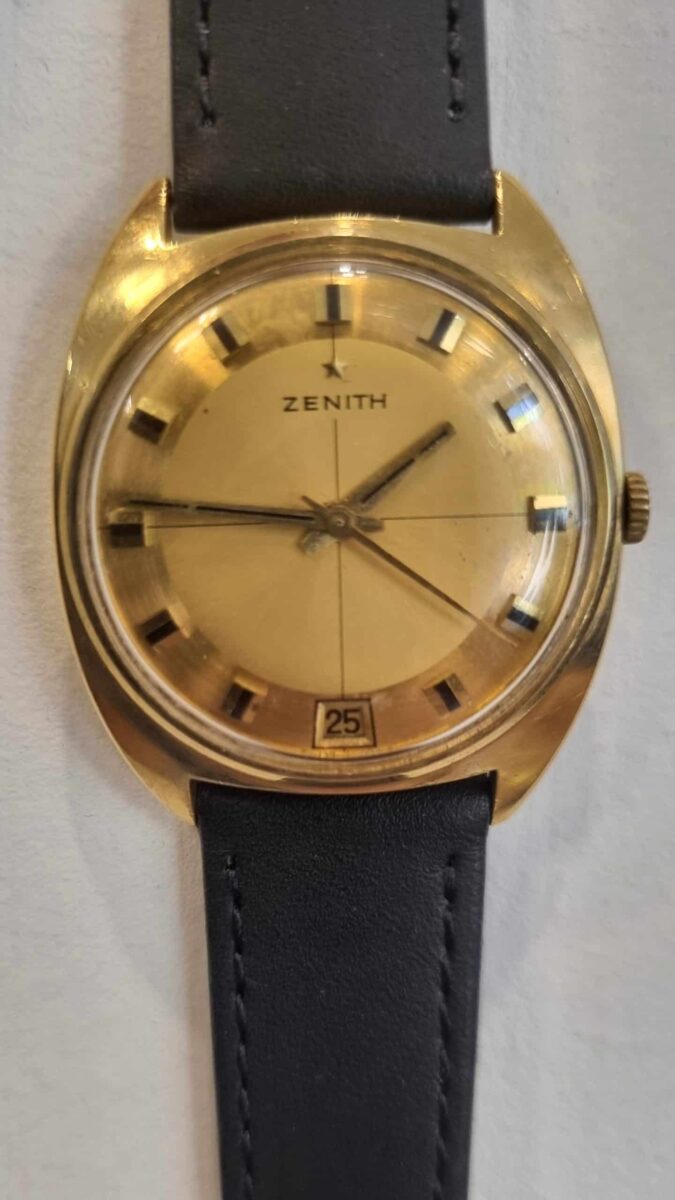 ZENITH Vintage Stellina Classic Tonneau Date 18K yellow gold 1970’s | Gothelf A. Watches — 3