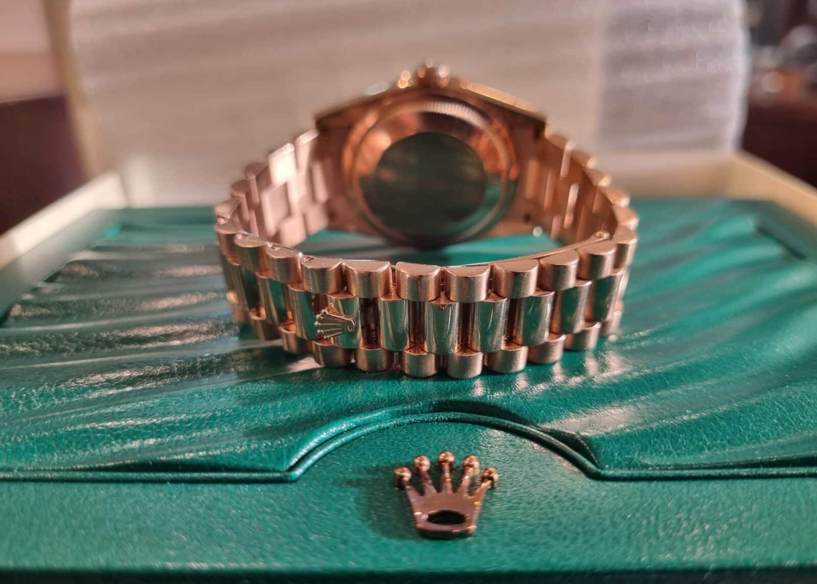 Rolex President Day-Date 36mm Rose Gold Pink Diamonds Dial Pre-owned-2021 ref.128235 | Gothelf A. Watches — 2