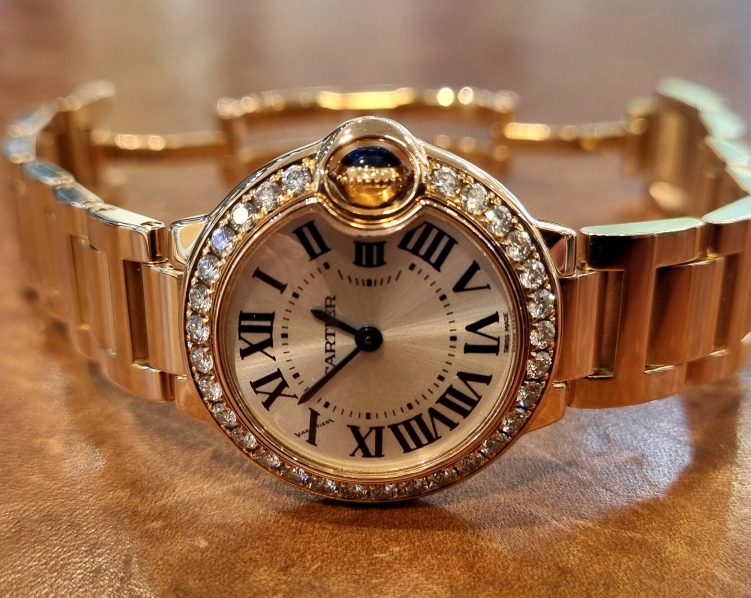 Cartier Ballon Bleu Rose Gold Factory Diamonds Bezel 28mm Ref.WE9002Z3 | Gothelf A. Watches — 3