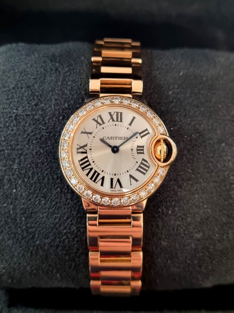 Cartier Ballon Bleu Rose Gold Factory Diamonds Bezel 28mm Ref.WE9002Z3 | Gothelf A. Watches