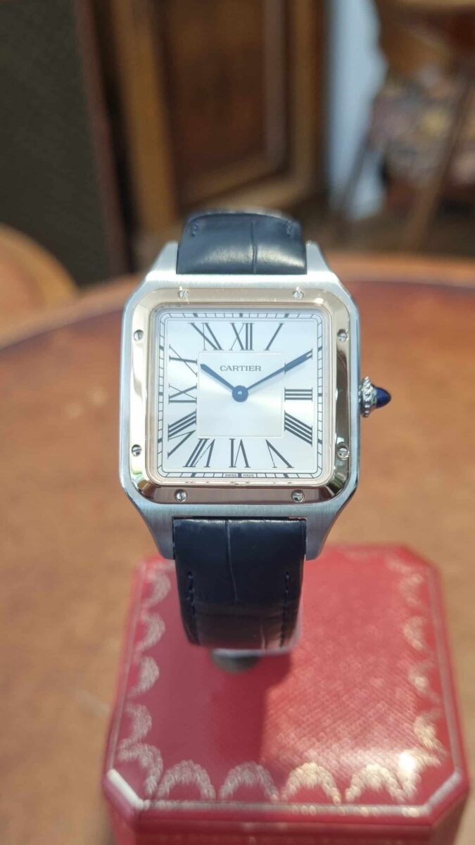 Cartier Santos Dumont Large Model, Quartz ,Rose Gold, Steel on leather strap | Gothelf A. Watches — 4