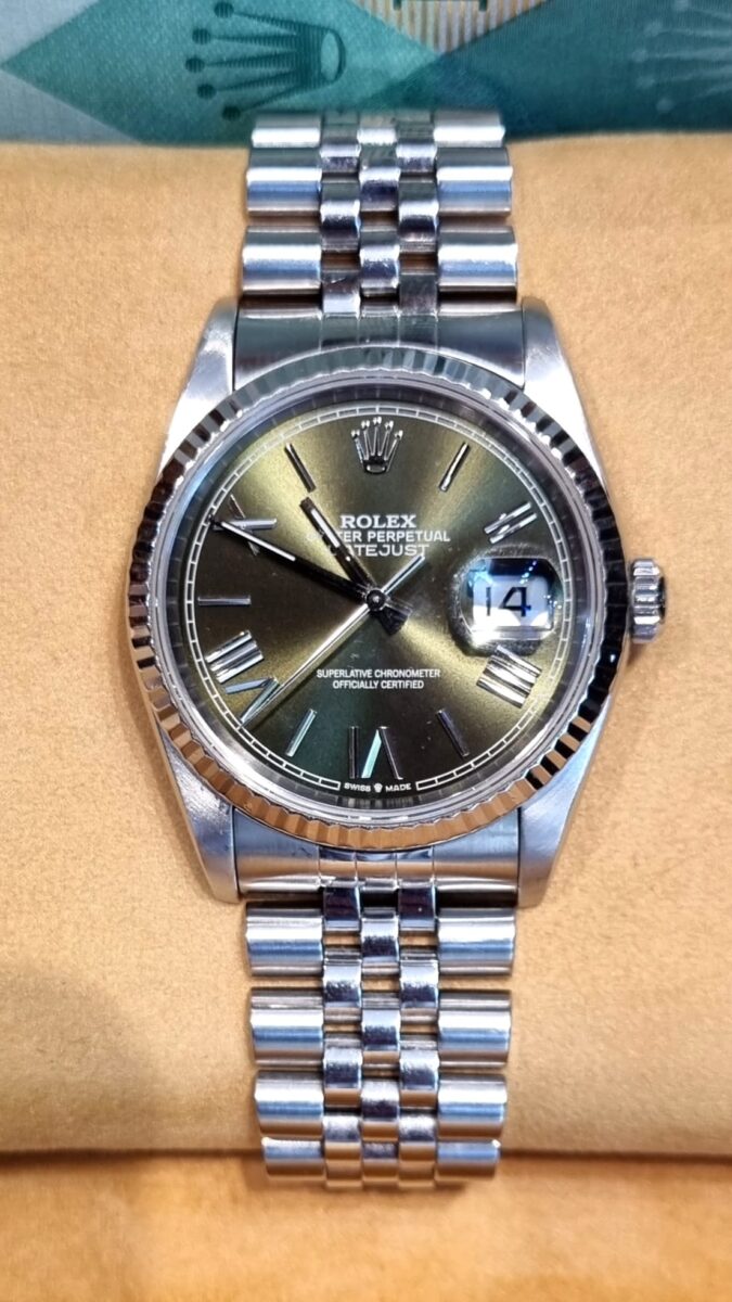 Rolex Datejust 36mm Green beautifull replacement dial Pre-owned 2005 ref.16234 | Gothelf A. Watches