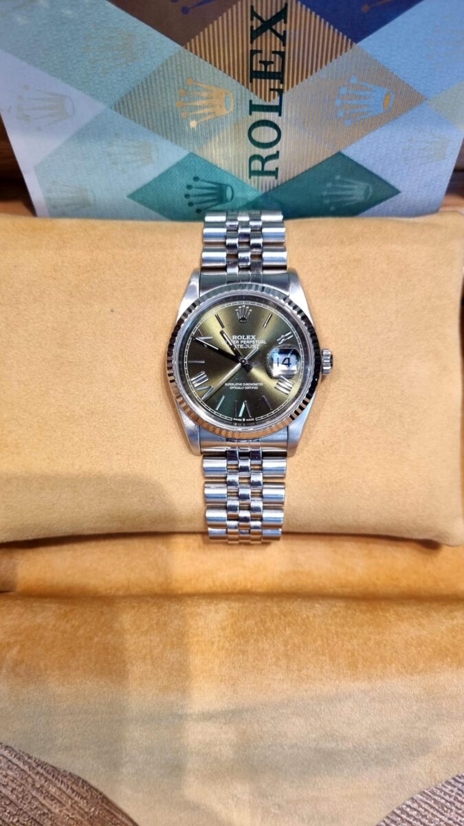 Rolex Datejust 36mm Green beautifull replacement dial Pre-owned 2005 ref.16234 | Gothelf A. Watches — 6
