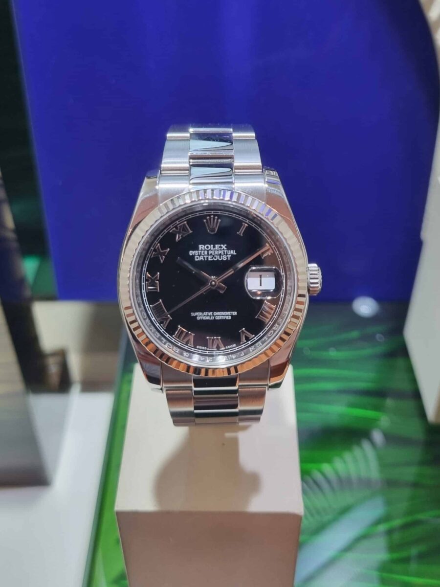 Rolex Datejust 36mm Steel & 18K White Gold Bezel Black Roman Dial ref.116234 | Gothelf A. Watches — 2