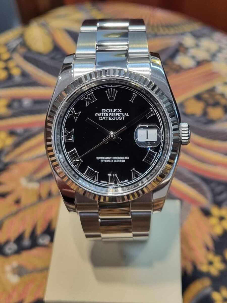 Rolex Datejust 36mm Steel & 18K White Gold Bezel Black Roman Dial ref.116234 | Gothelf A. Watches — 3
