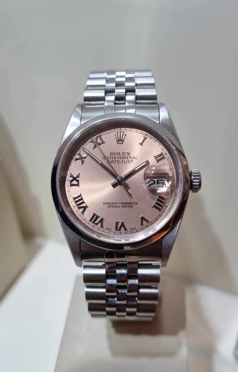 Rolex Datejust Steel 36mm Pink Roman Dial Jubilee Bracelet Ref.16200 pre-owned 2001 | Gothelf A. Watches