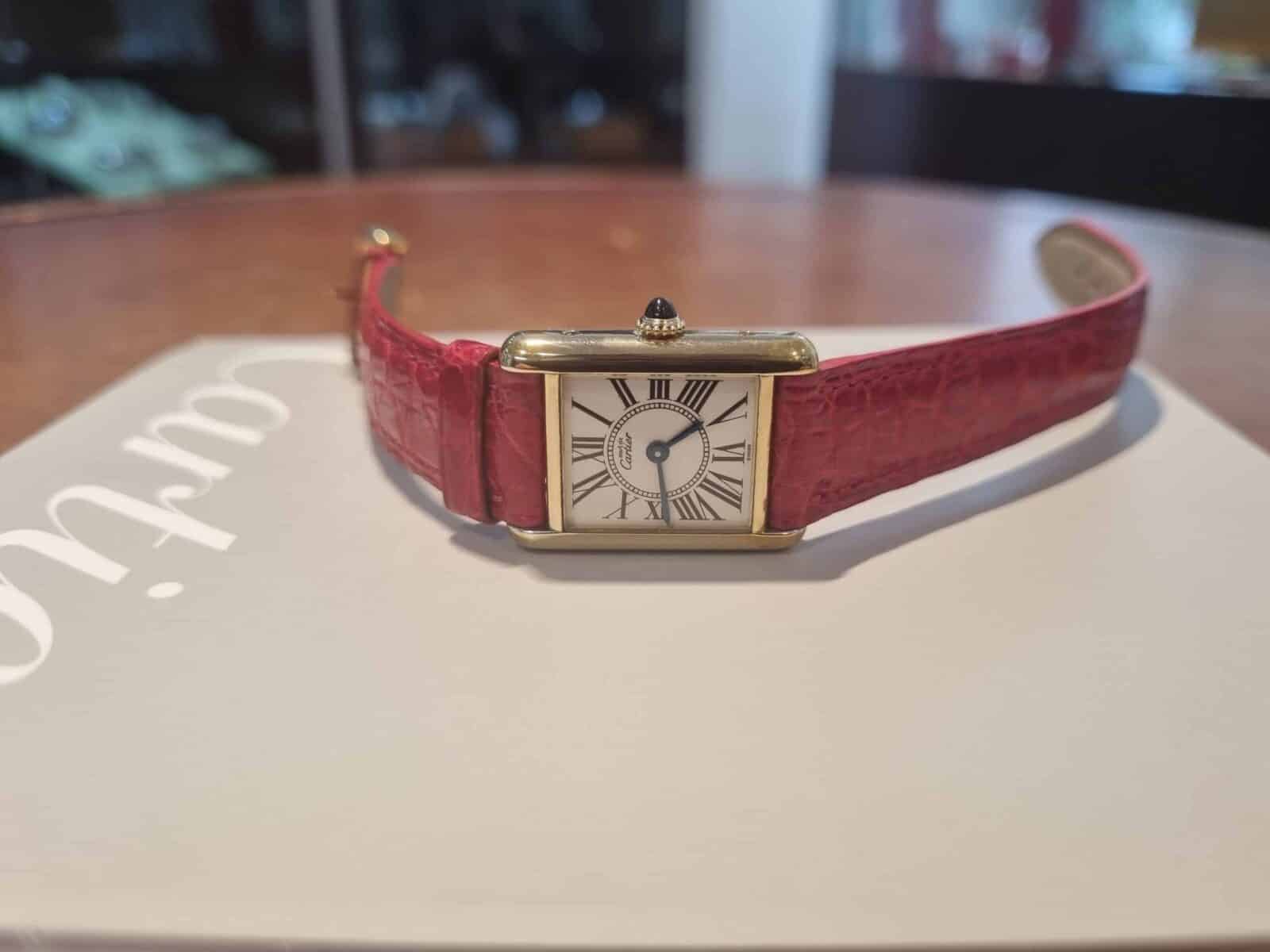 Cartier Tank Vermeil Must de Cartier Tank SM Silver Opaline Dial, Ladies watch | Gothelf A. Watches — 7