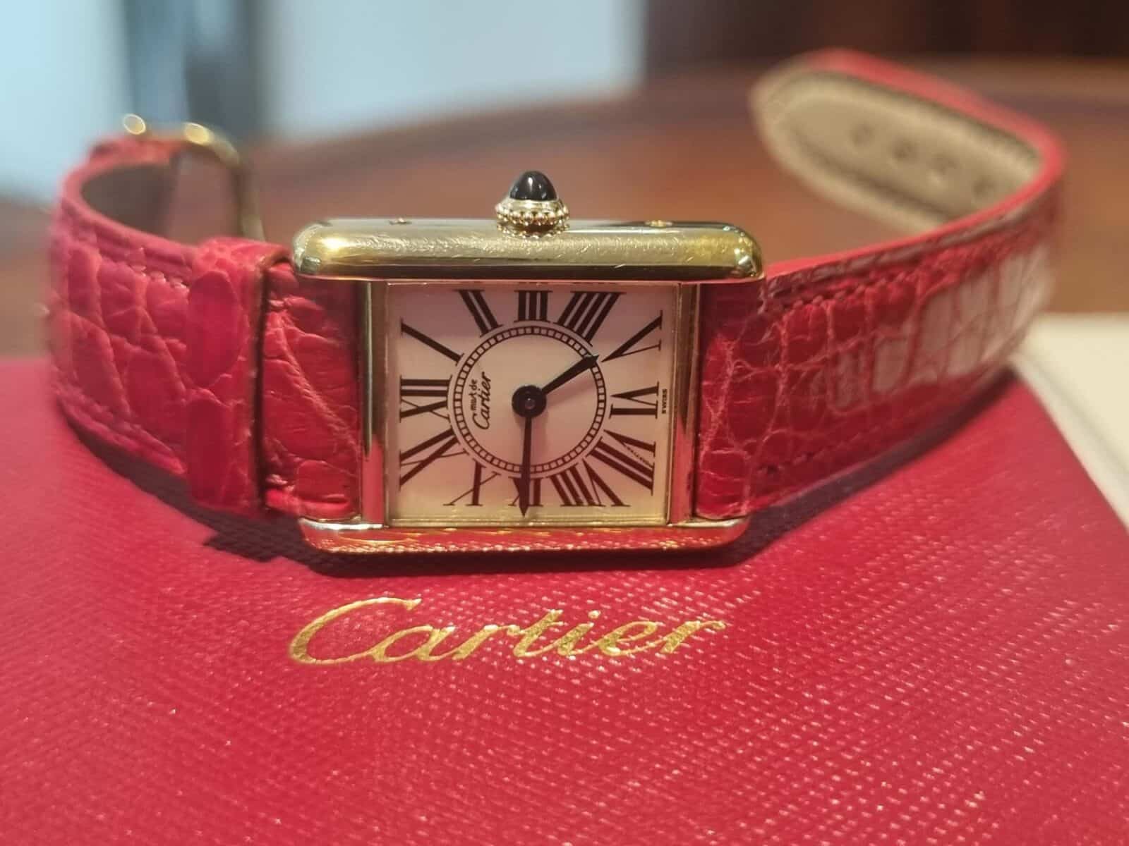 Cartier Tank Vermeil Must de Cartier Tank SM Silver Opaline Dial, Ladies watch | Gothelf A. Watches — 4