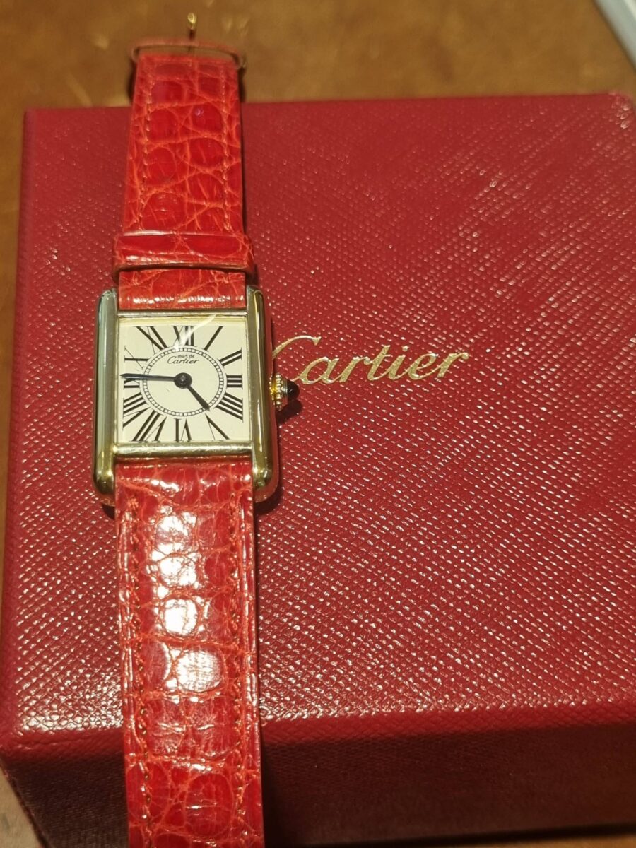 Cartier Tank Vermeil Must de Cartier Tank SM Silver Opaline Dial, Ladies watch | Gothelf A. Watches — 6