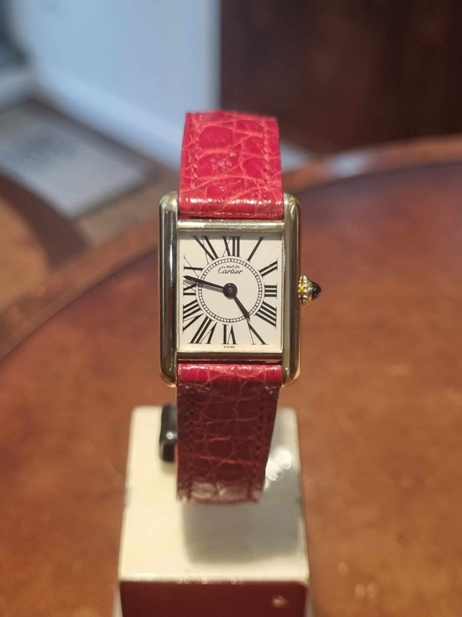 Cartier Tank Vermeil Must de Cartier Tank SM Silver Opaline Dial, Ladies watch | Gothelf A. Watches — 3