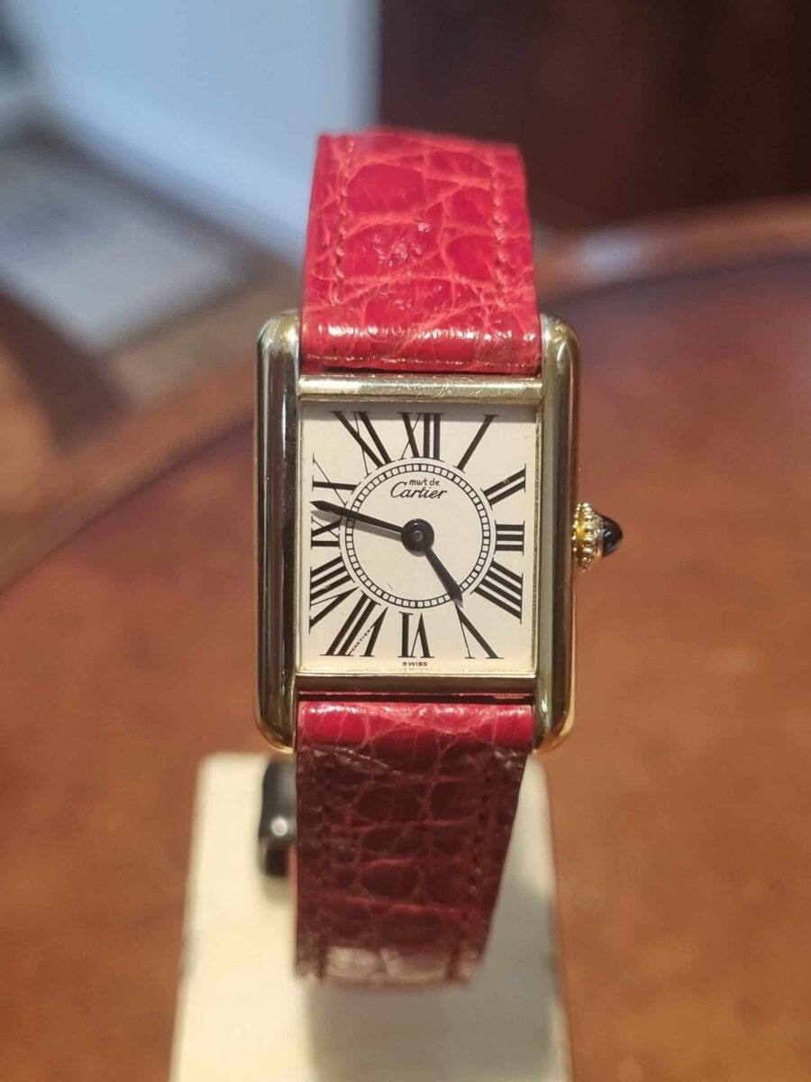 Cartier Tank Vermeil Must de Cartier Tank SM Silver Opaline Dial, Ladies watch | Gothelf A. Watches — 5