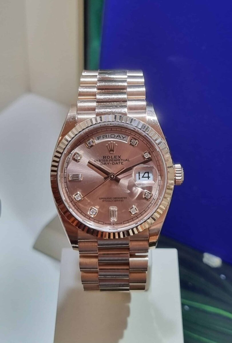 Rolex President Day-Date 36mm Rose Gold Pink Diamonds Dial Pre-owned-2021 ref.128235 | Gothelf A. Watches — 3