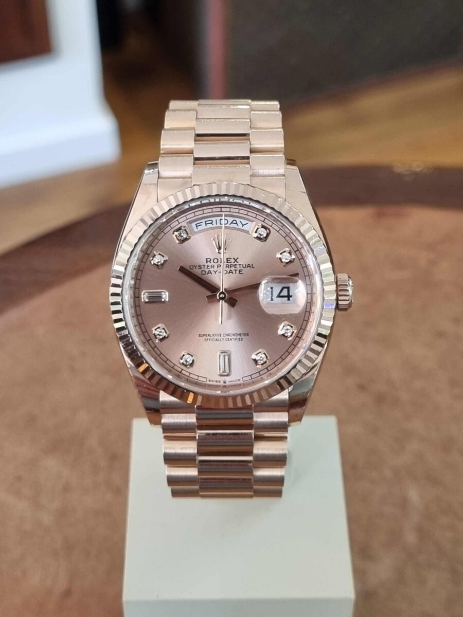 Rolex President Day-Date 36mm Rose Gold Pink Diamonds Dial Pre-owned-2021 ref.128235 | Gothelf A. Watches — 6