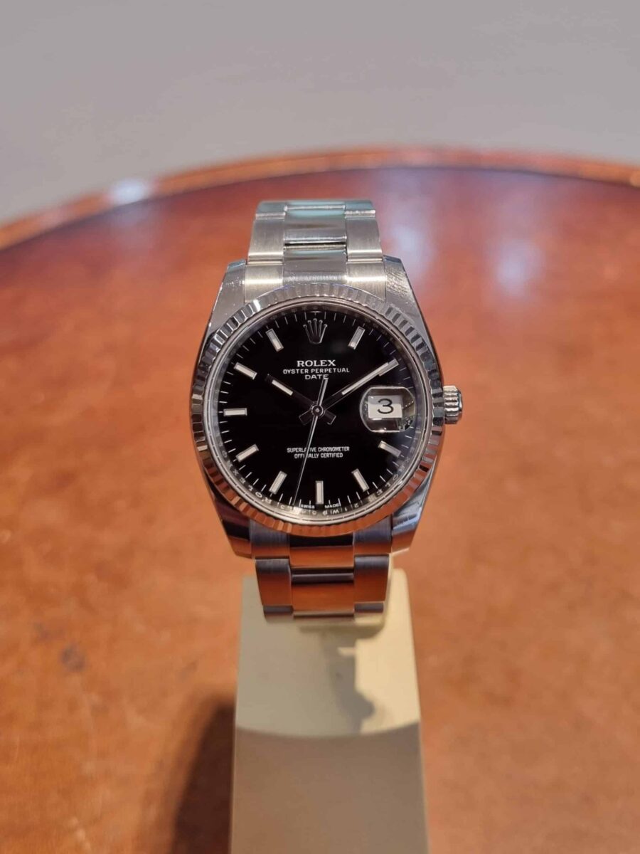 Rolex Date 34mm Ladies Black Dial White gold Bezel | Gothelf A. Watches — 2