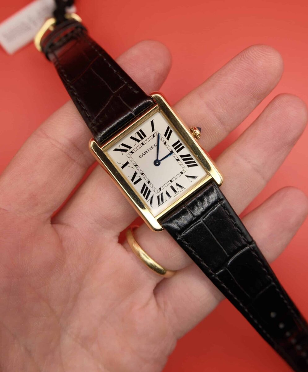 Cartier Tank Solo Large 18k Yellow Gold Ref.2742 on Black Leather strap | Gothelf A. Watches — 3