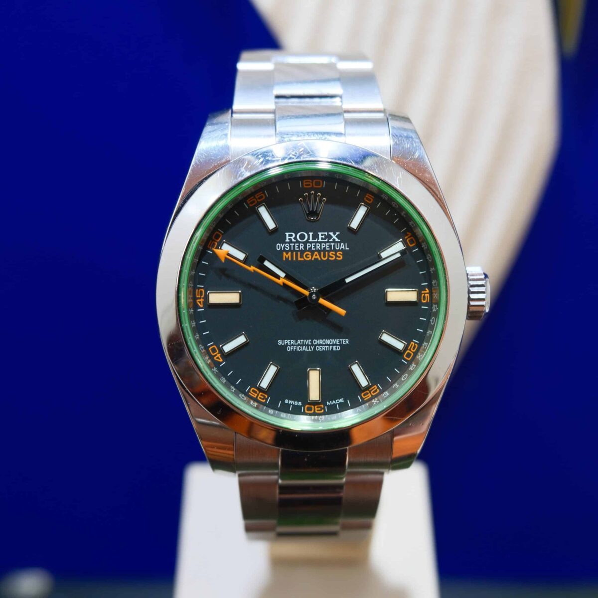 Rolex Milgauss Green Antimagnetic Oyster Steel Black Index Dial ref.116400 | Gothelf A. Watches