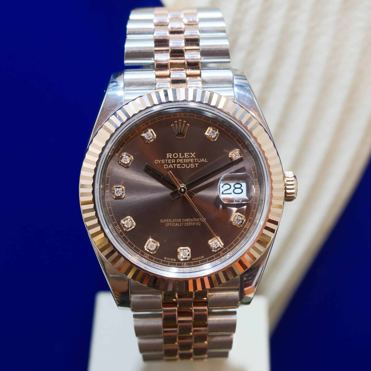 Rolex Datejust 41mm Two Tone Rose Gold Diamonds Chocolate Dial ref.126331 | Gothelf A. Watches