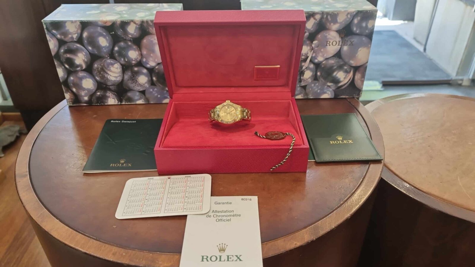 ROLEX DATEJUST PEARLMASTER LADIES 29mm 18K YELLOW GOLD DIAMONDS BEZEL | Gothelf A. Watches — 5