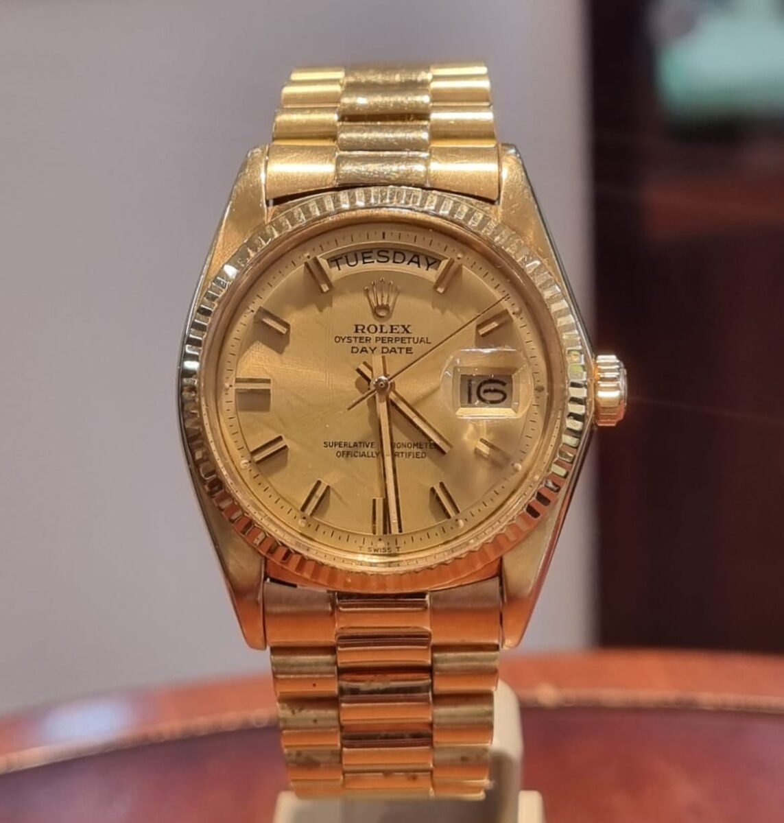 Rolex President Day Date Vintage 36mm “Wide Boy” Champagne dial ref.1803 from 1975 | Gothelf A. Watches