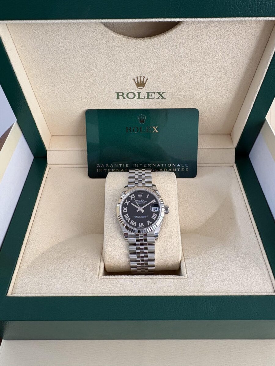 Rolex Datejust Ladies 31mm Black Dial Oyster Steel+White Gold Bezel New unworn 12/2025 5 years Rolex warranty | Gothelf A. Watches — 2