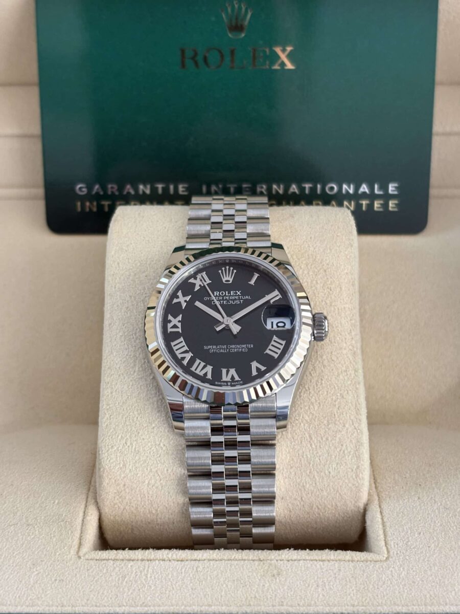 Rolex Datejust Ladies 31mm Black Dial Oyster Steel+White Gold Bezel New unworn 12/2025 5 years Rolex warranty | Gothelf A. Watches