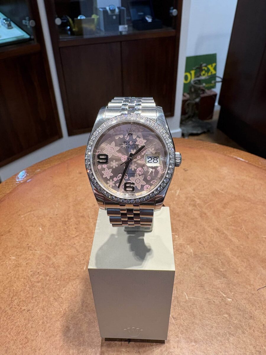 Rolex Datejust 36mm Factory Rolex Diamonds Bezel Floral Pink Dial | Gothelf A. Watches — 6