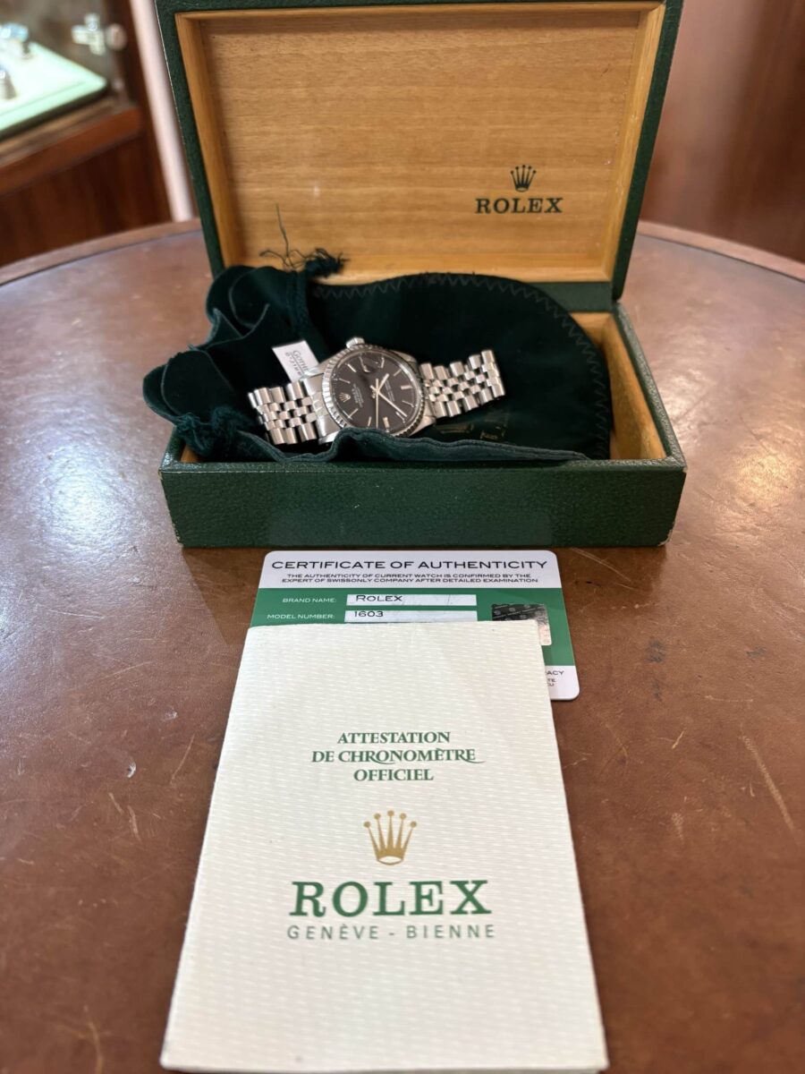 Rolex Datejust 36mm Vintage Steel Ref.1603 Black dial 1977+Papers!! | Gothelf A. Watches — 7