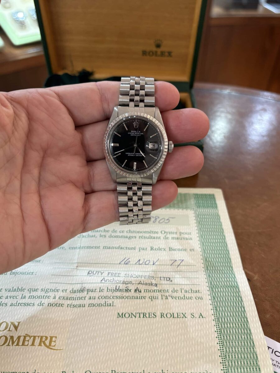 Rolex Datejust 36mm Vintage Steel Ref.1603 Black dial 1977+Papers!! | Gothelf A. Watches — 6